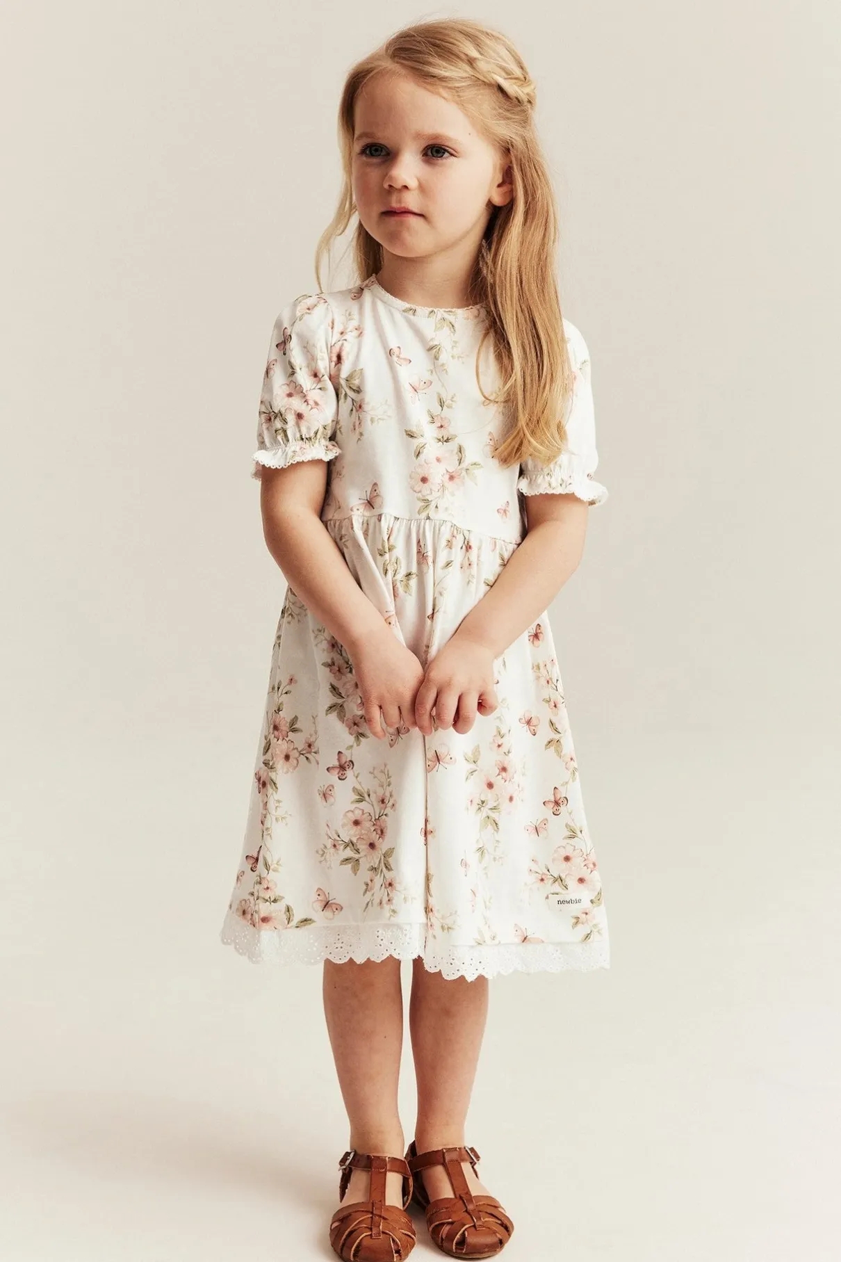 Kids floral dress with puff sleeves