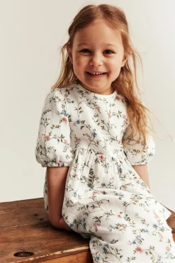 Kids floral dress with puff sleeves