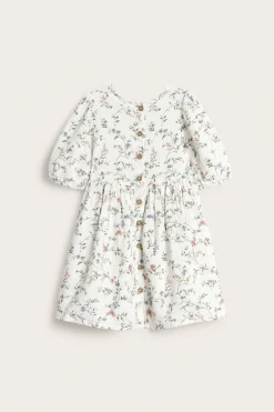 Kids floral dress with puff sleeves