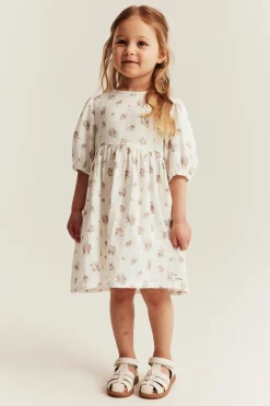 Kids floral dress with puff sleeves