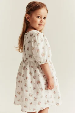 Kids floral dress with puff sleeves