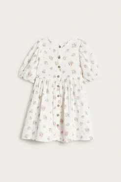 Kids floral dress with puff sleeves
