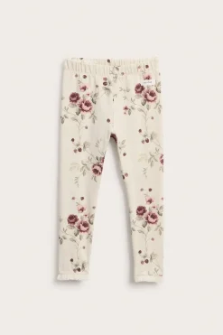 Kids floral leggings with lace ruffle