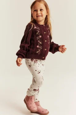 Kids floral leggings with lace ruffle