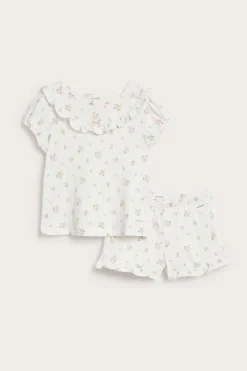 Kids floral pajama set with frill