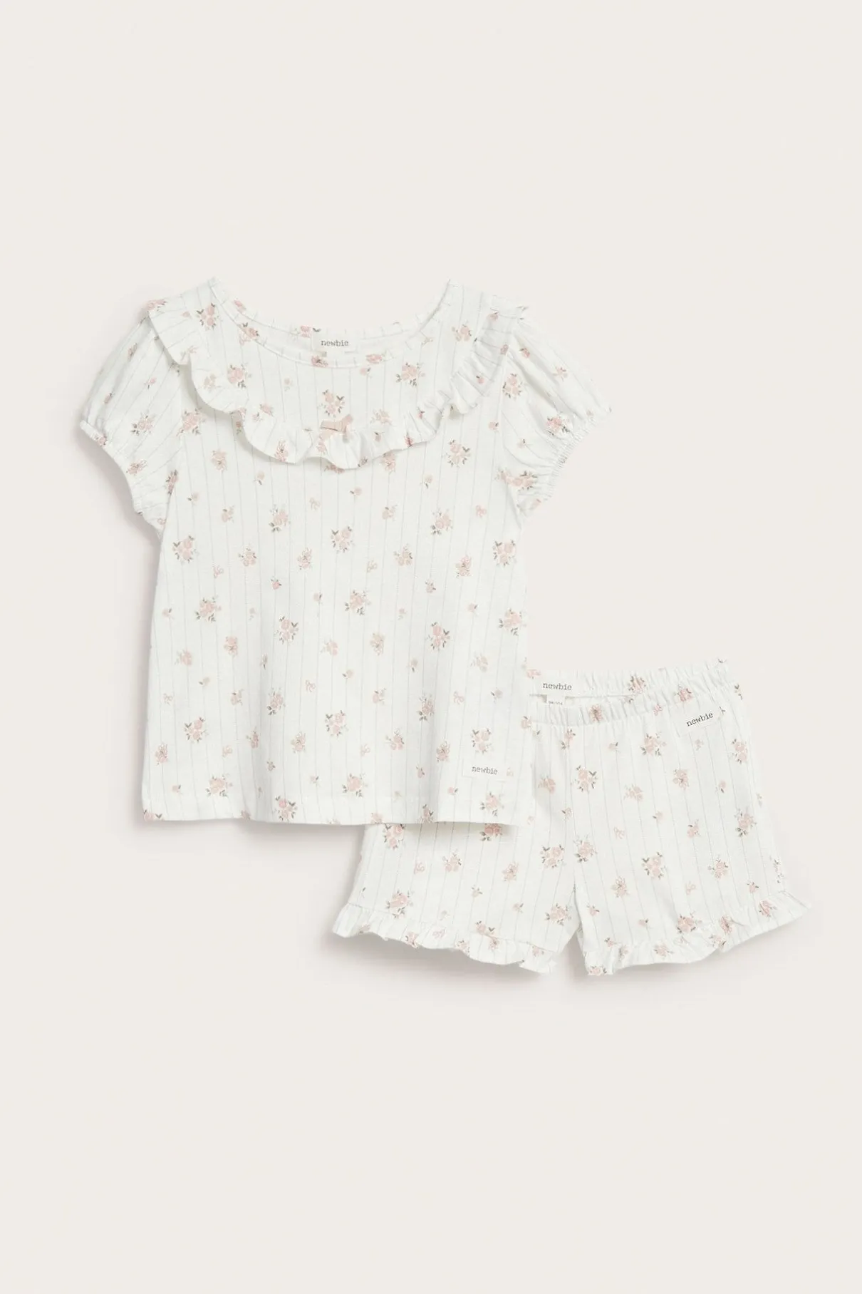 Kids floral pajama set with frill