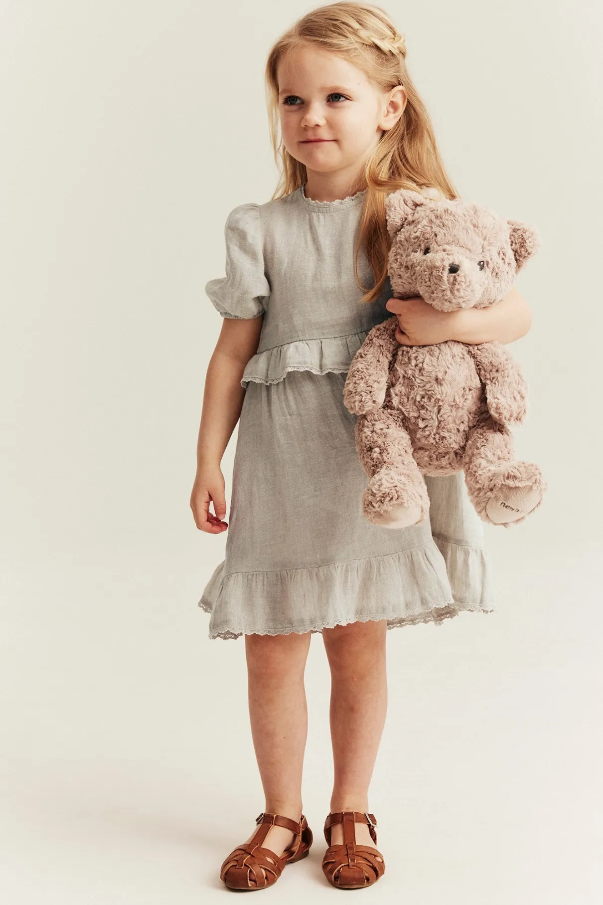 Kids frilled linen dress
