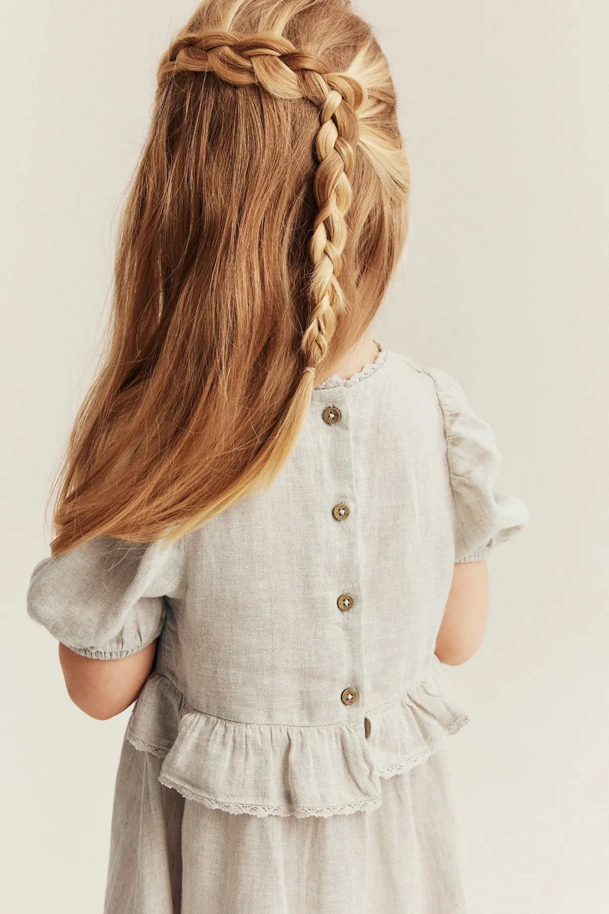 Kids frilled linen dress