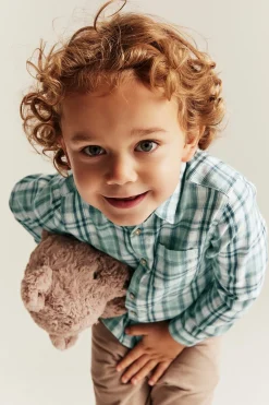 Kids´ green checked shirt