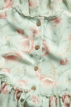 Kids green floral chiffon dress