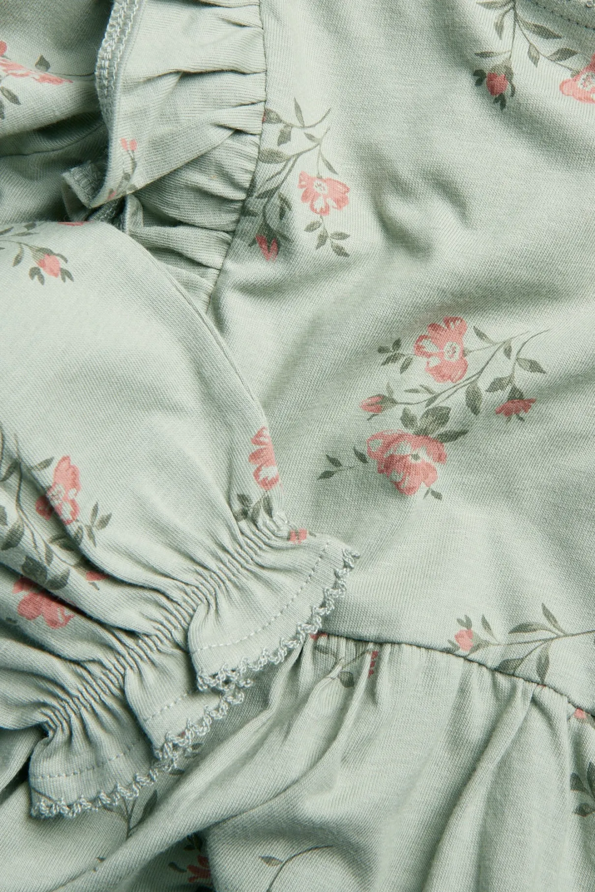 Kids green floral jersey dress