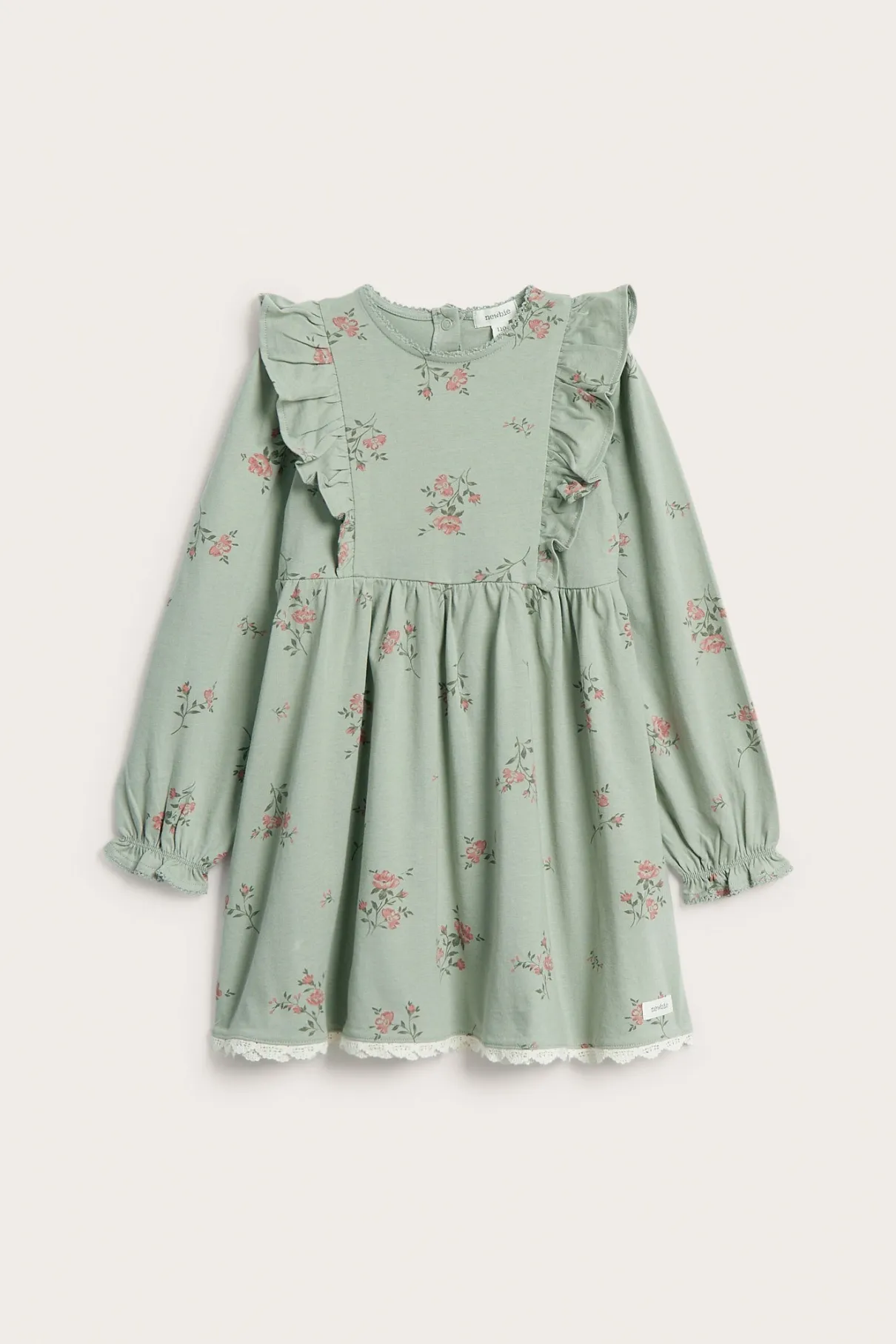 Kids green floral jersey dress