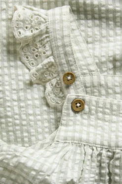 Kids green gingham woven dress