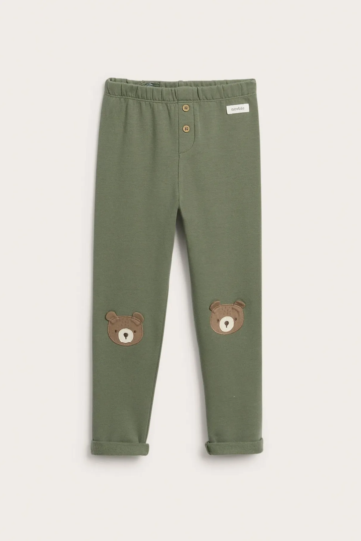 Kids green leggings with bear knees