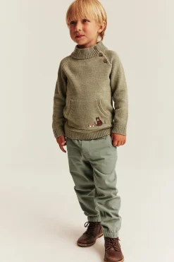 Kids green trousers with embroidery