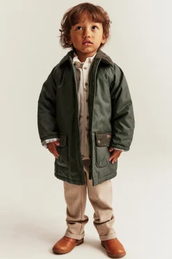 Kids green waxed jacket