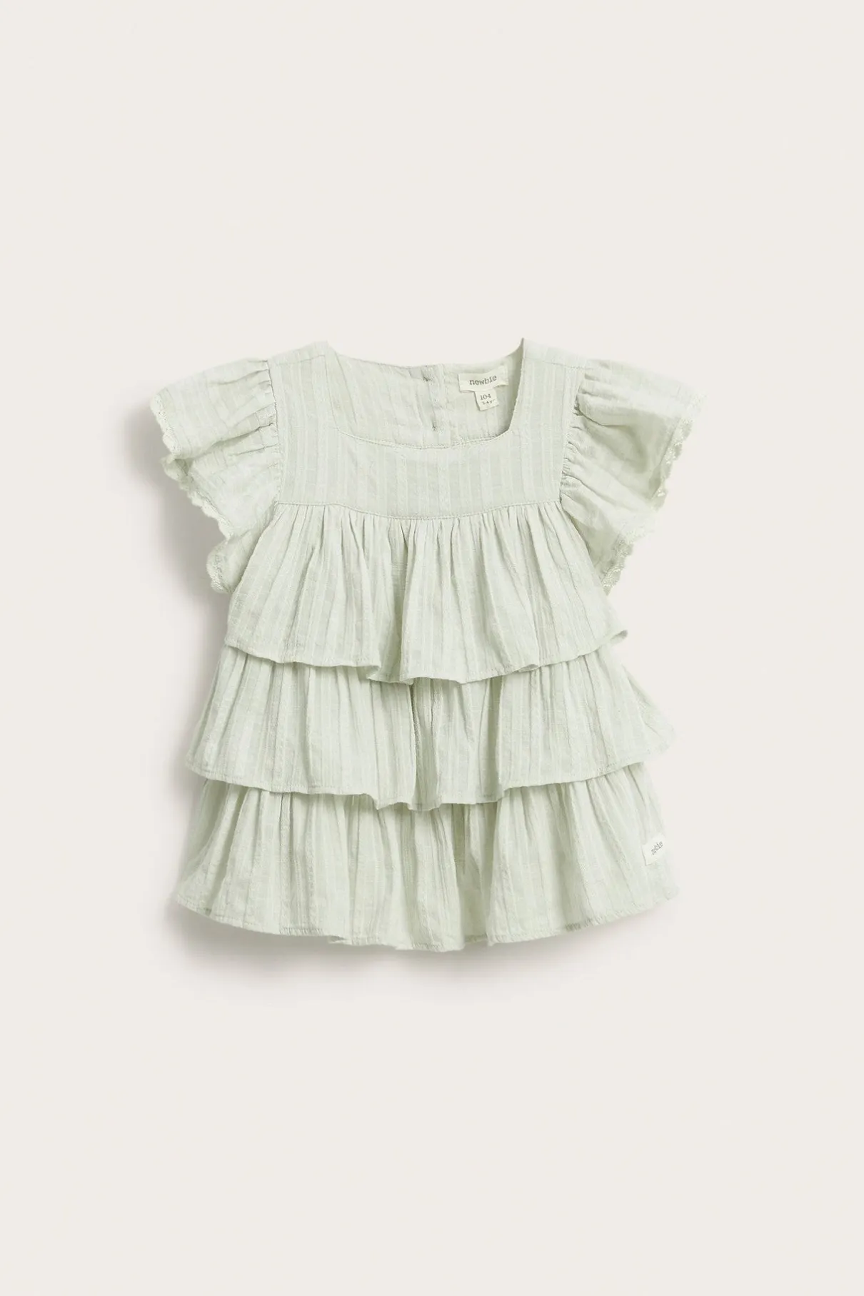 Kids green woven blouse with frills