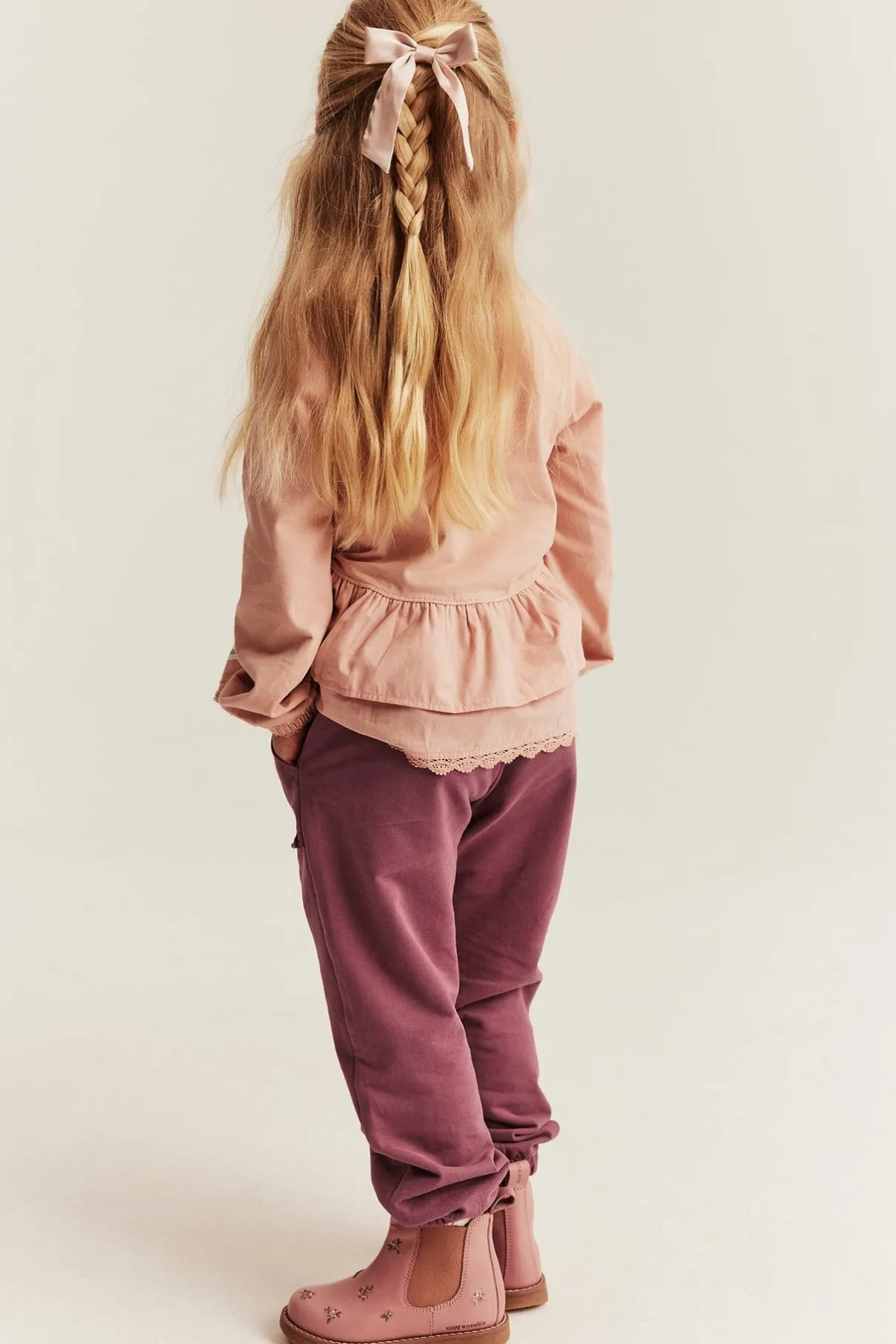 Kids jogging bottoms with lace details