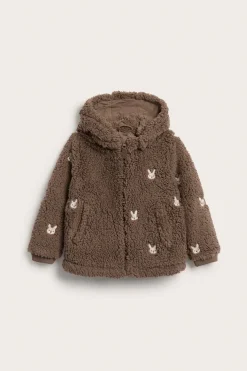 Kids pile jacket with rabbits