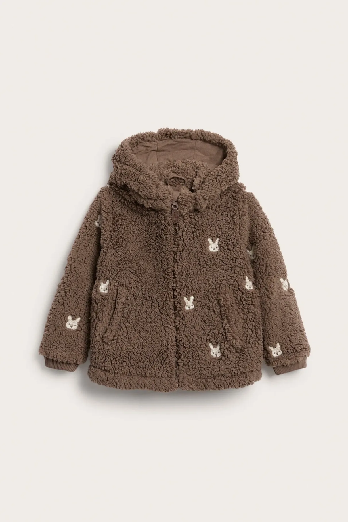 Kids pile jacket with rabbits