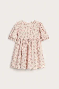 Kids pink dress with puff sleeves