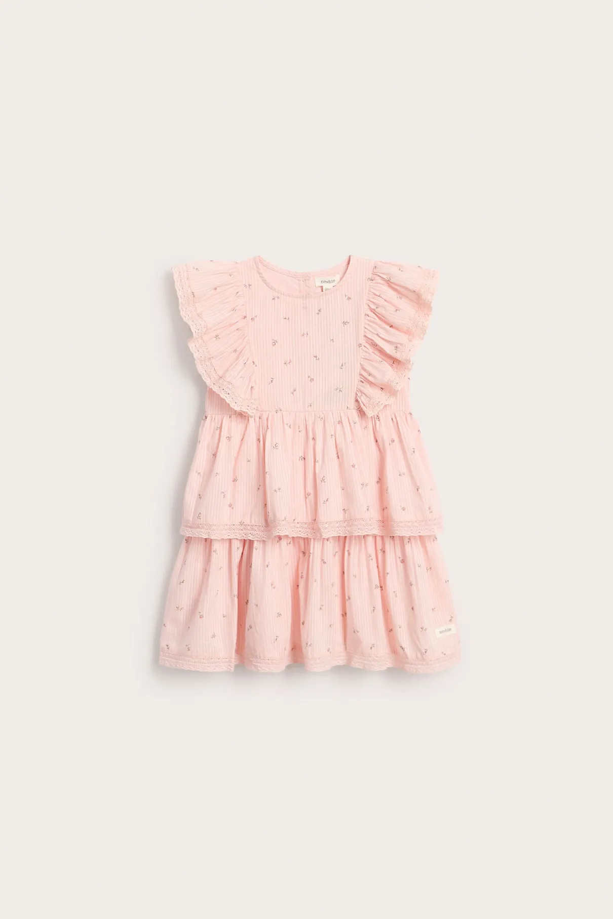 Kids pink floral frilled dress