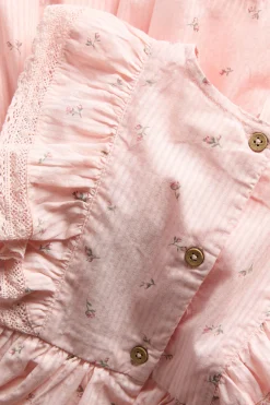 Kids pink floral frilled dress