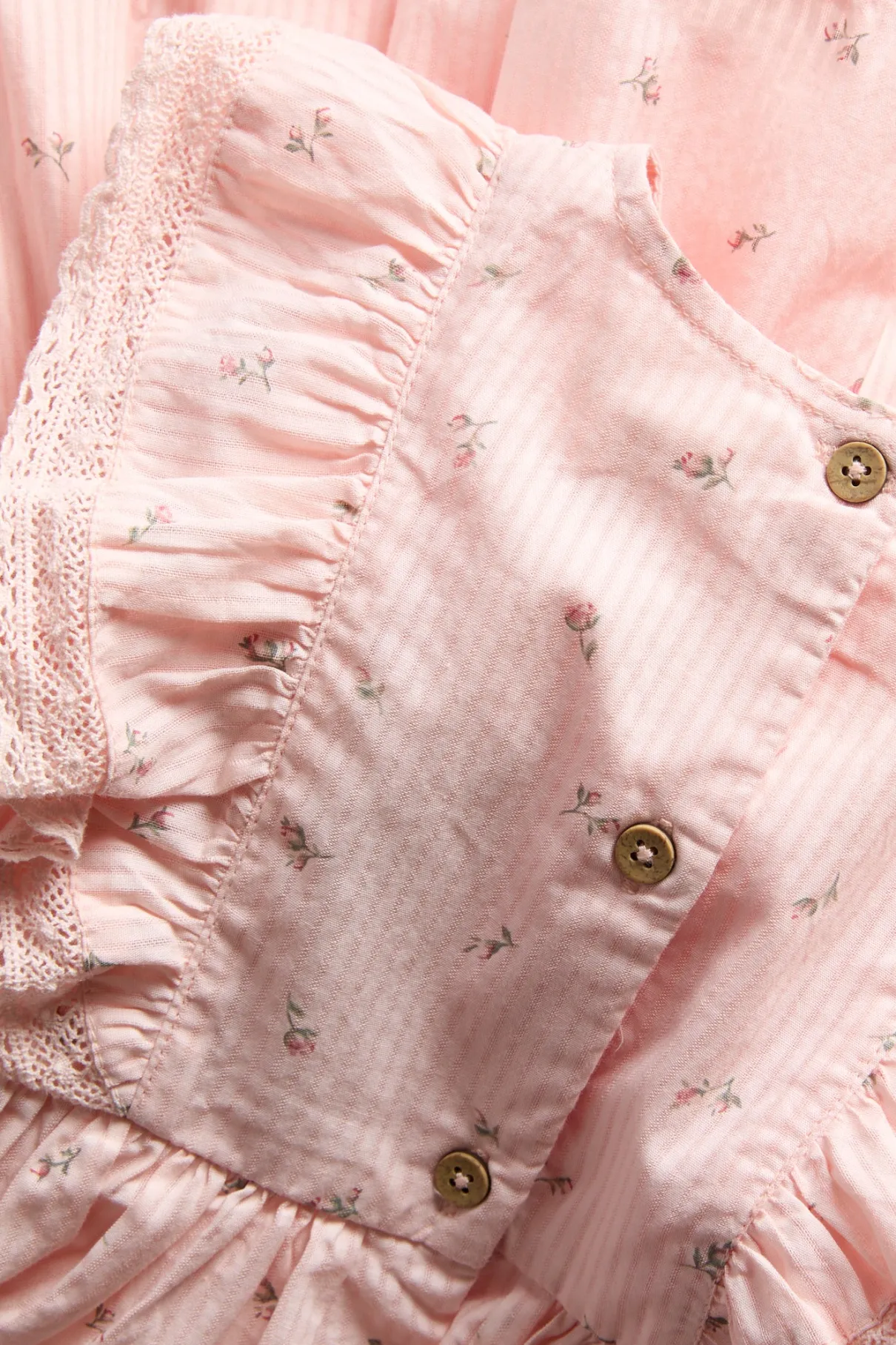 Kids pink floral frilled dress