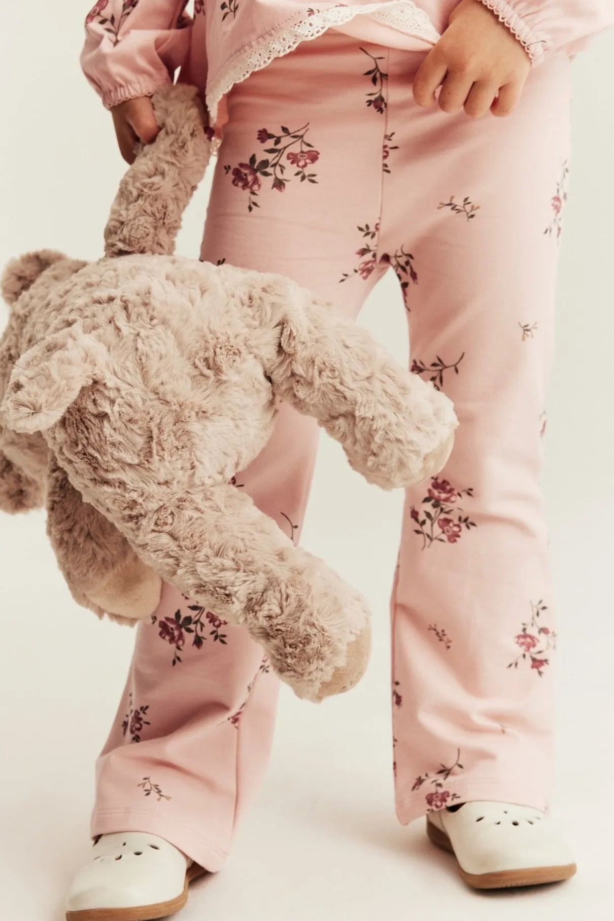 Kids pink floral jersey trousers