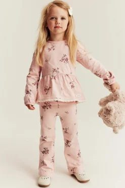 Kids pink floral jersey trousers