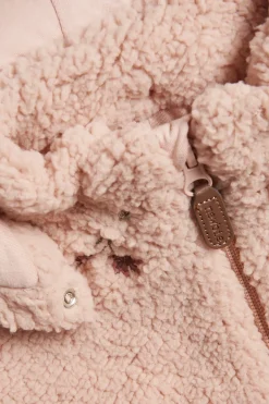 Kids pink floral pile jacket