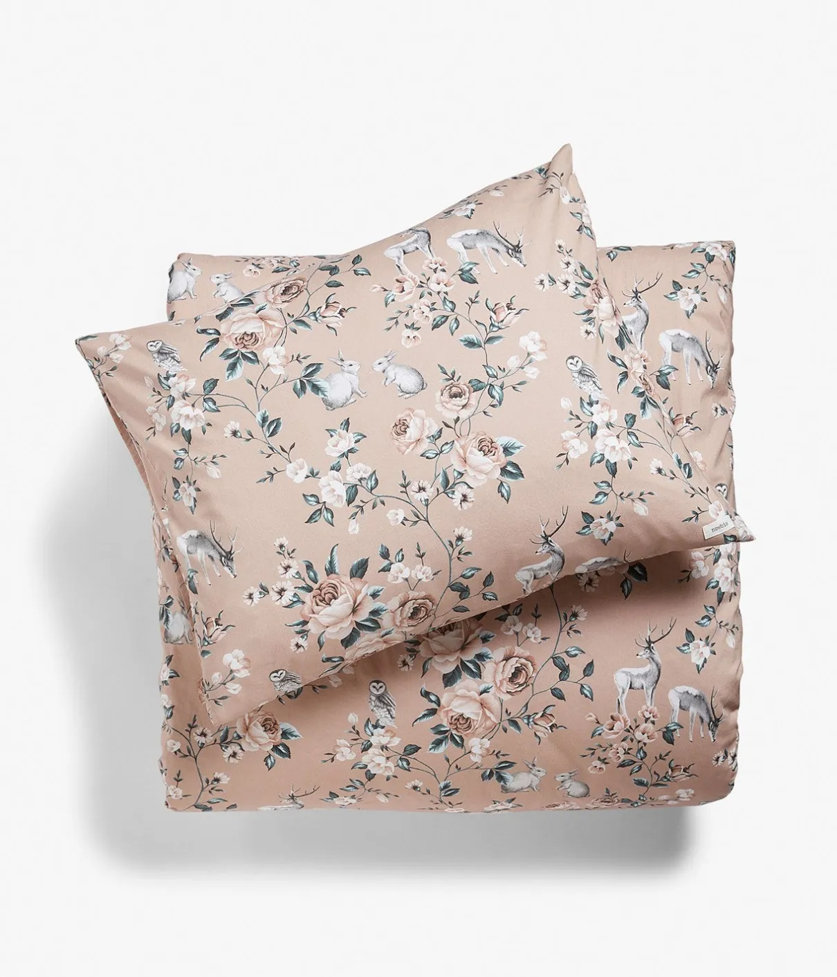 Kids pink forest print bedding set 140x200