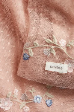 Kids pink mesh dress with ruffles