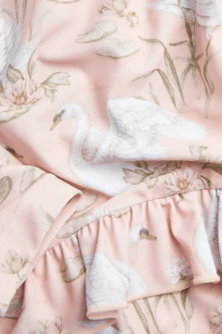 Kids pink swan UV swimsuit
