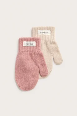 Kids pink thumb mittens 2-pack