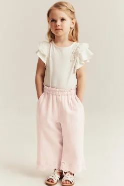 Kids pink trousers with embroidery