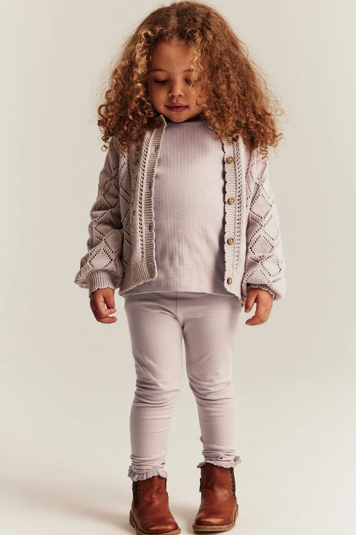 Kids' purple basic leggings with lace