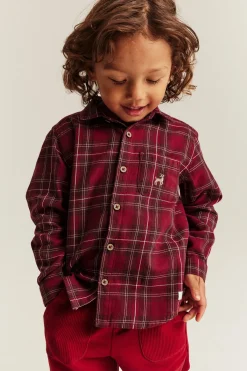 Kids´ red checked Christmas shirt