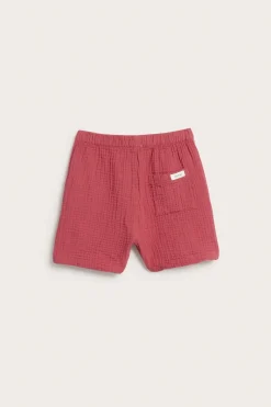 Kids red muslin shorts