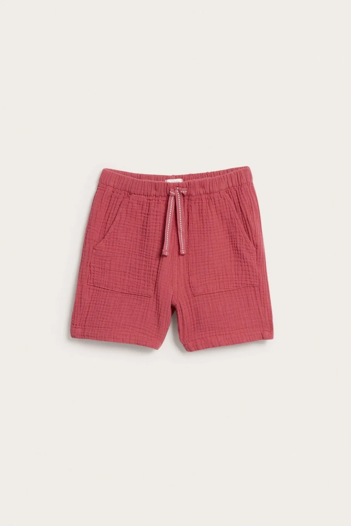 Kids red muslin shorts