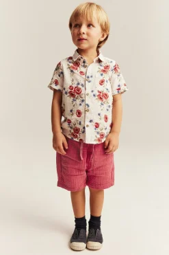 Kids red muslin shorts