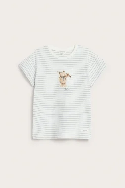 Kids striped t-shirt with teddy appliqué