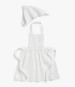 Kids white apron with schalett