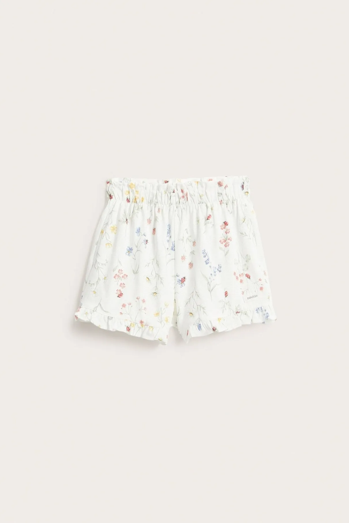 Kids white floral jersey shorts