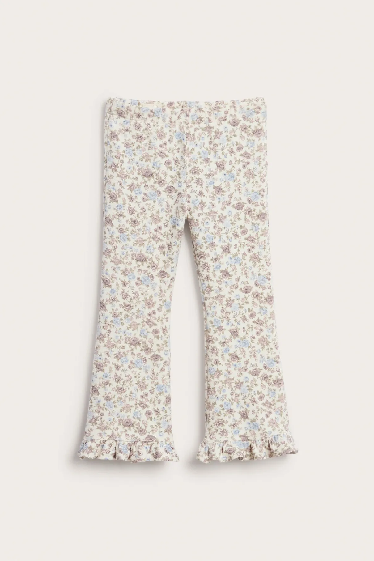 Kids' white floral jersey trousers with frill