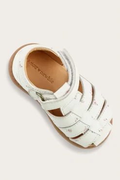 Kids white floral leather strap sandal Hällevik