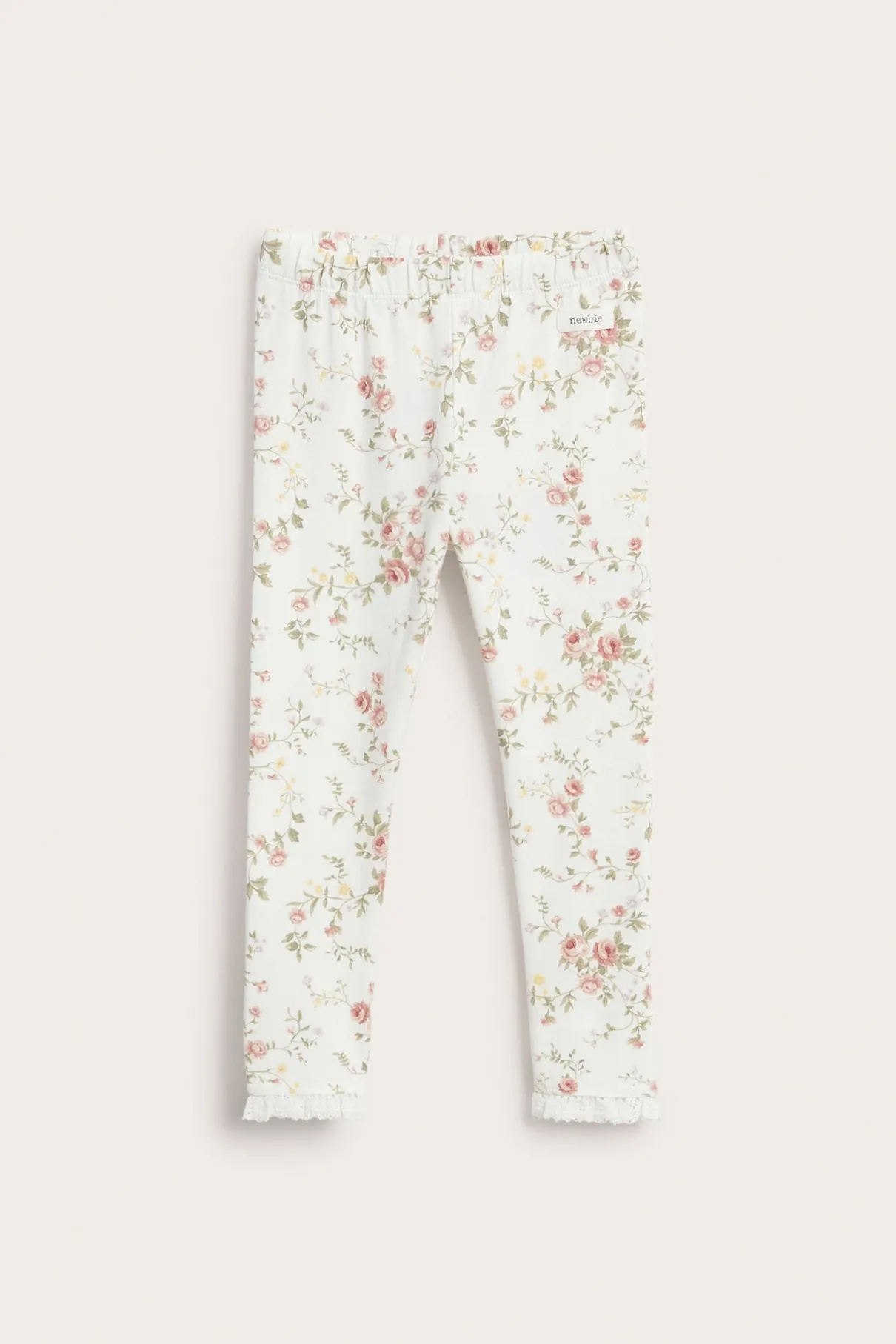Kids white floral leggings with lace