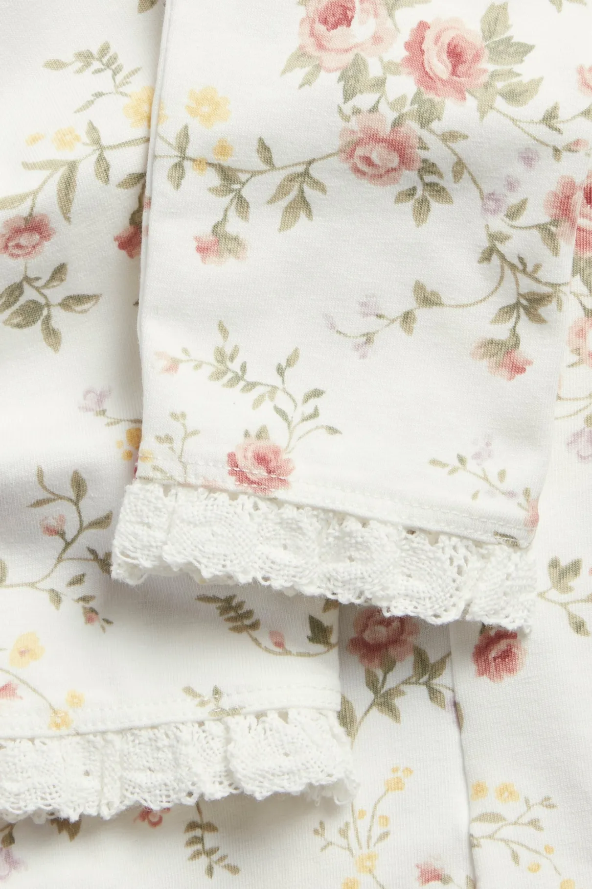 Kids white floral leggings with lace