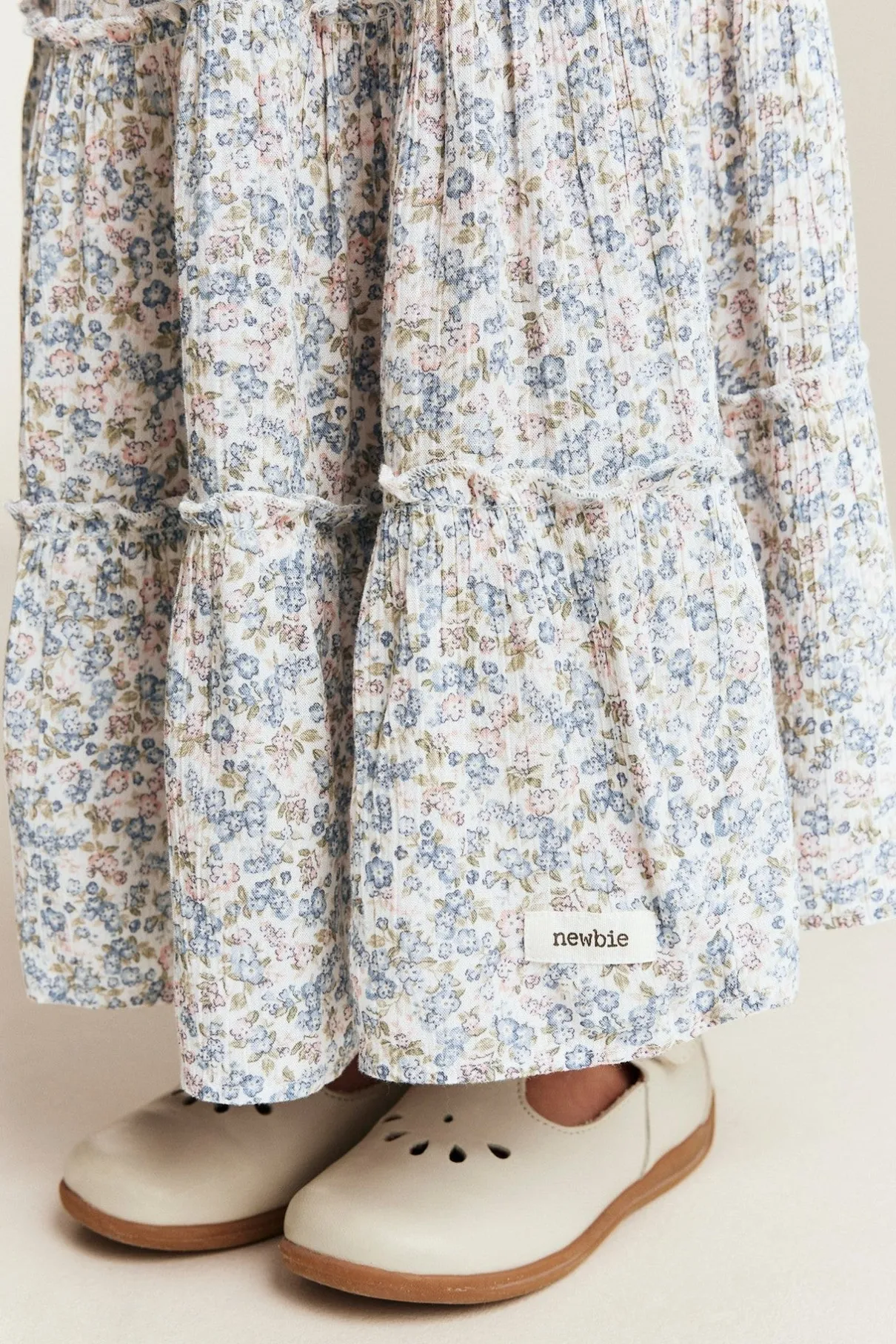 Kids white floral long skirt