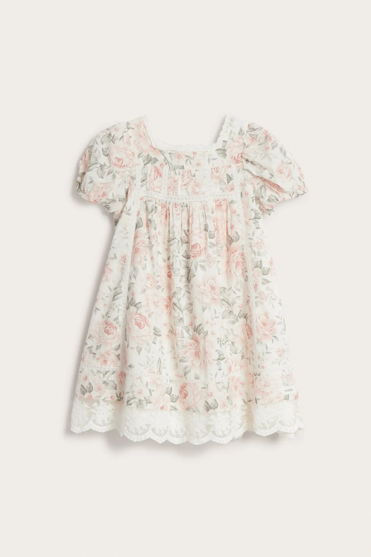 Kids white floral puff sleeve dress